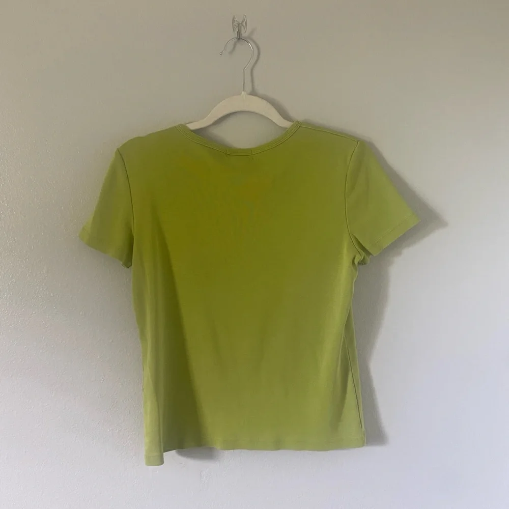 Casual Corner women's chartreuse short sleeve t-shirt size M cotton dopamine - Picture 2 of 4